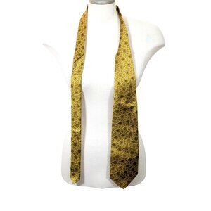 Vintage John Henry Silk Neck Tie Necktie Made In USA Gold Geometric Pattern